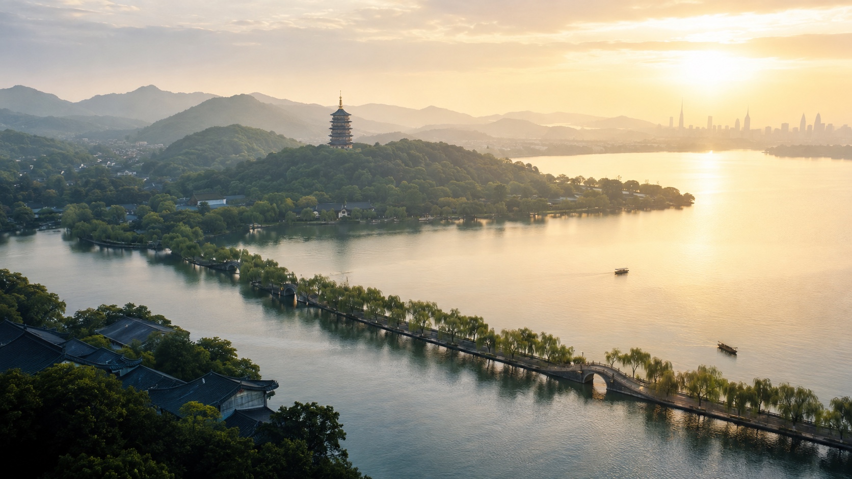 杭州城市俯瞰艺术名片